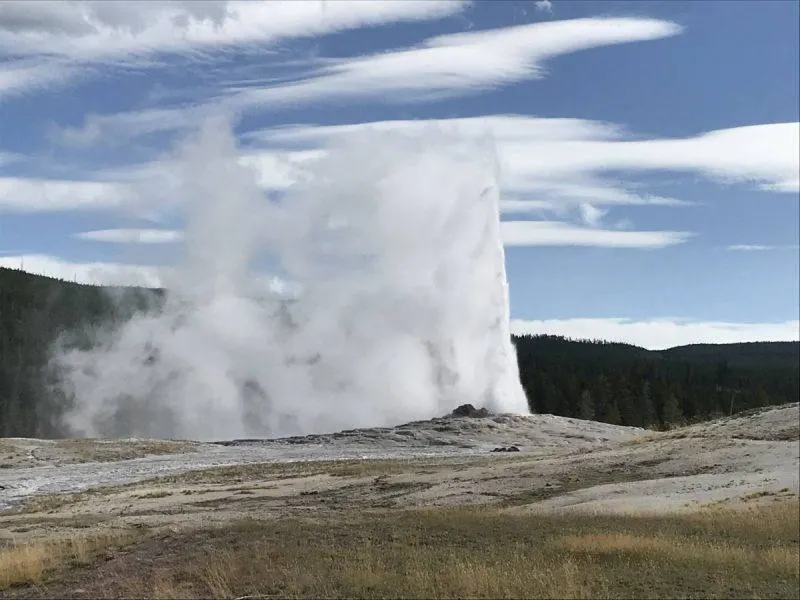 Old Faithful erupting