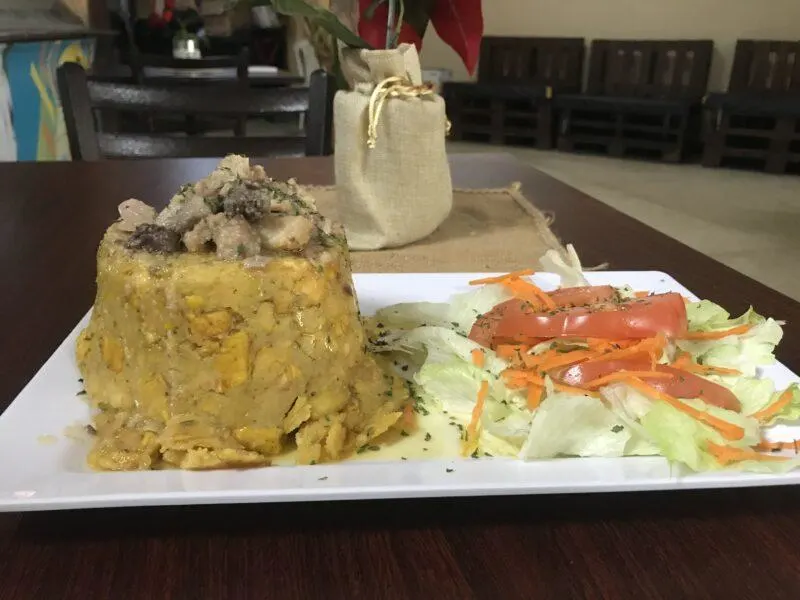 Mofongo piled high and served on a plate