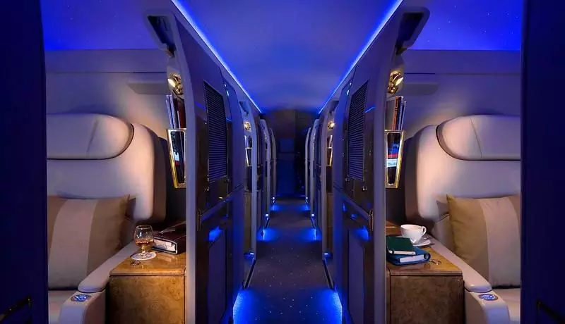 First class suite on airplane