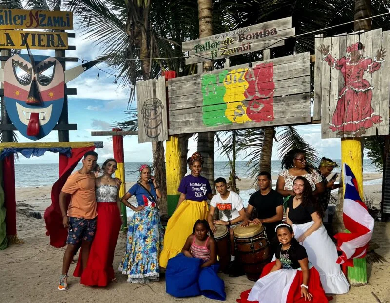 Group of dancers on the beach after lesson