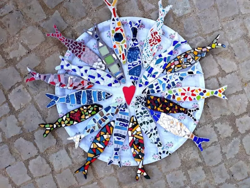 Mosaic fish on a plate