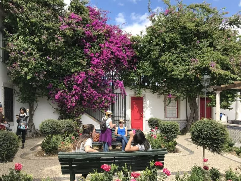 People sitting in a public park