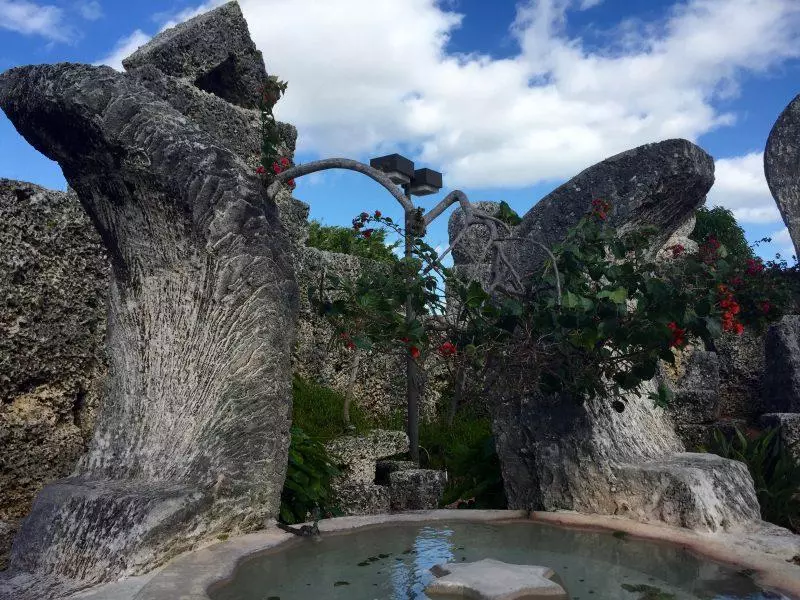 Pool made of stone at Coral Castle in Miami, Florida