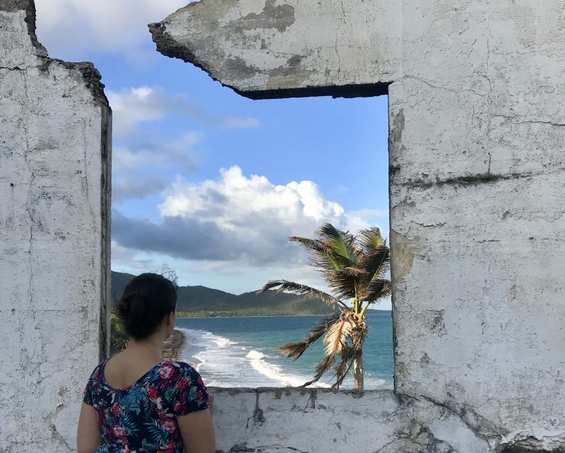 Looking out the window of an old lighthouse 