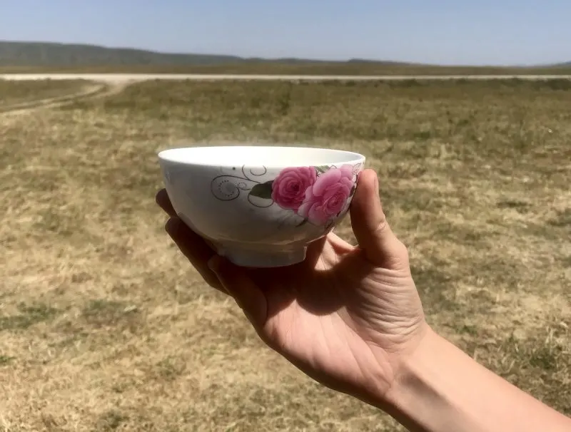 Holding a porcelain cup
