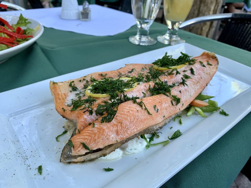 Trout topped with dill