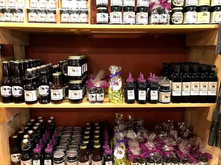 huckleberry products on a shelf