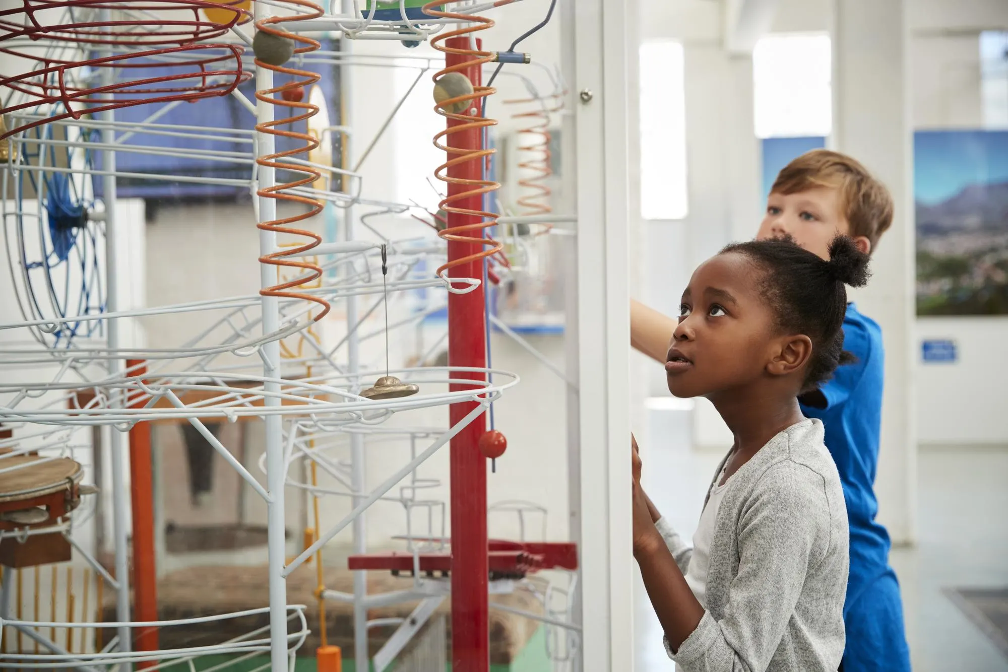 Children looking at a science exhibit