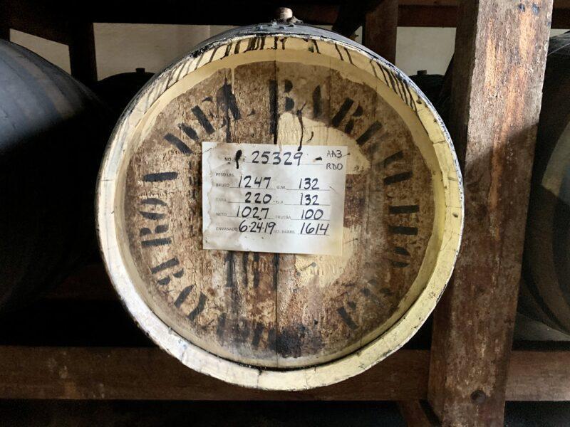 Barrel of rum in warehouse