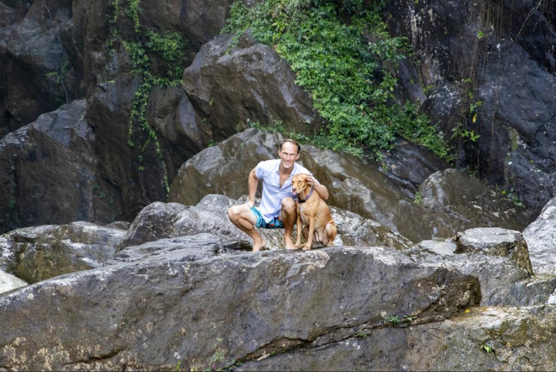 Man and dog in nature