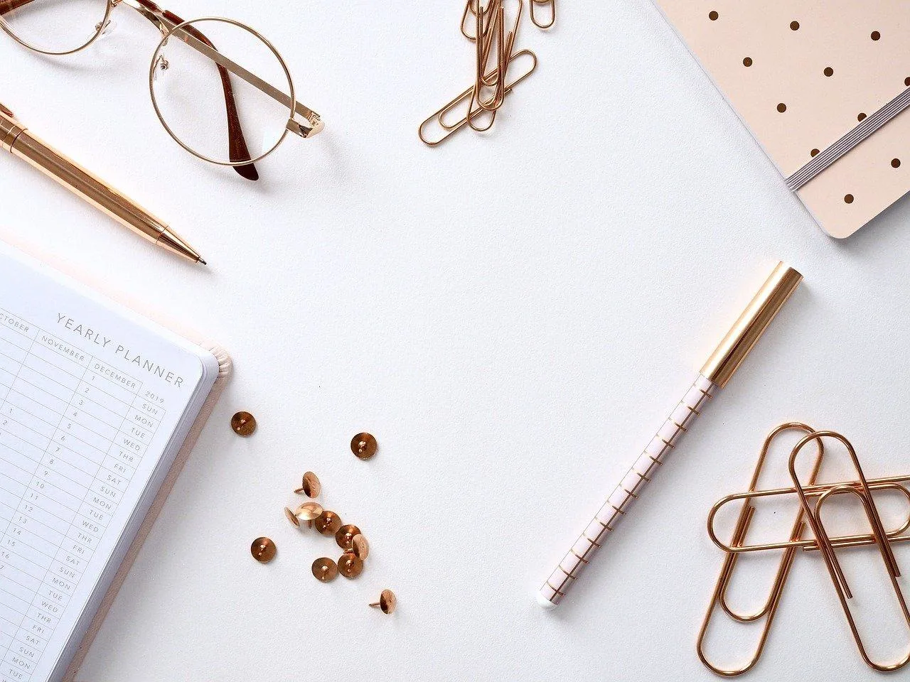 Office items on a desk