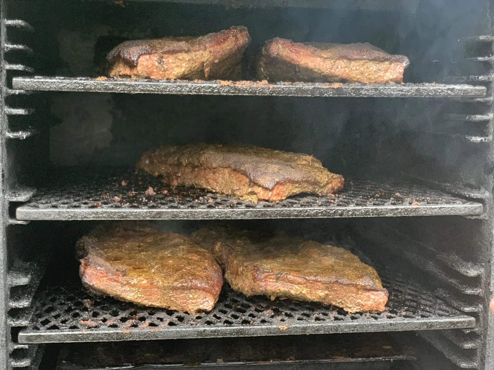 Brisket roasting for BBQ