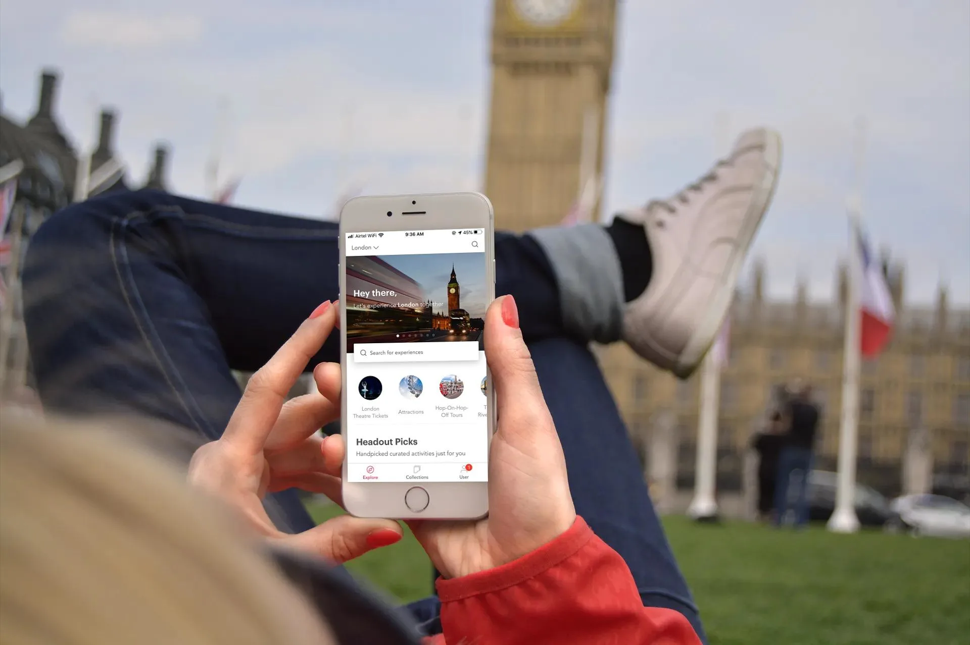 Headout App with Big Ben in the back