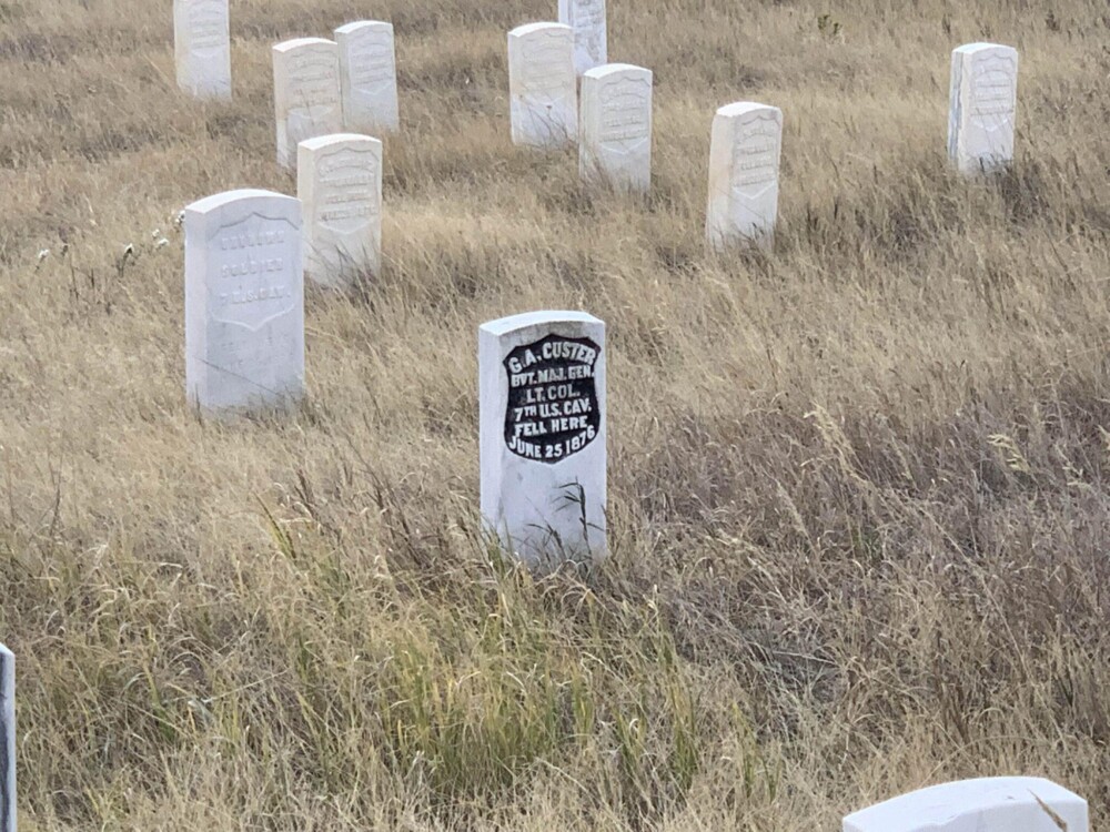 Marker with Custer's name where he fell