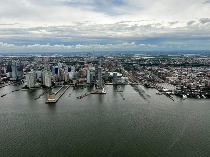 View of New York City from helicopter