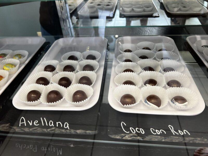 Truffles in chocolate shop window