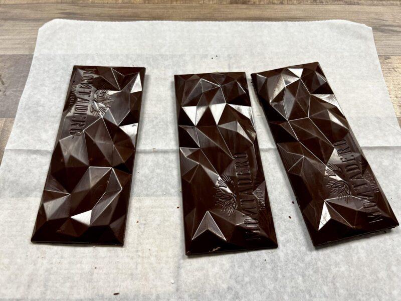 Chocolate bars on parchment paper