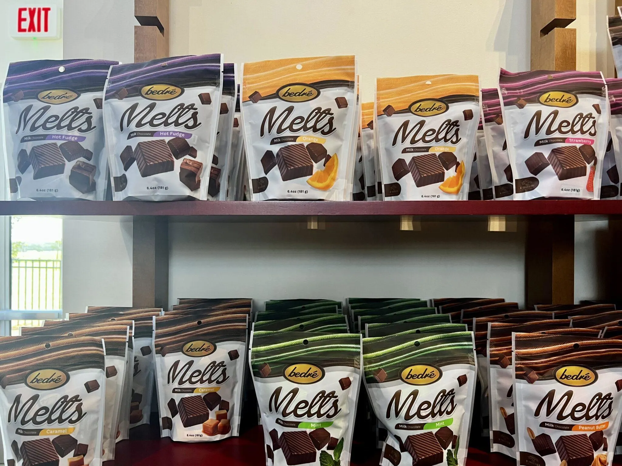 Chocolates packaged on the shelf