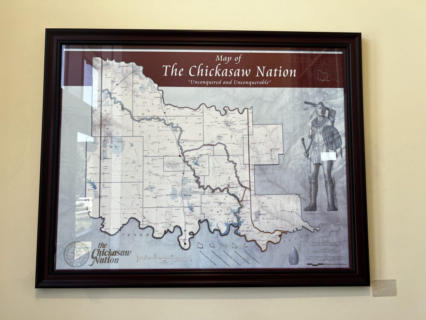 Framed map of the Chickasaw Nation