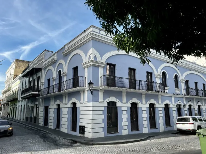 Bright blue building in Old San Juan