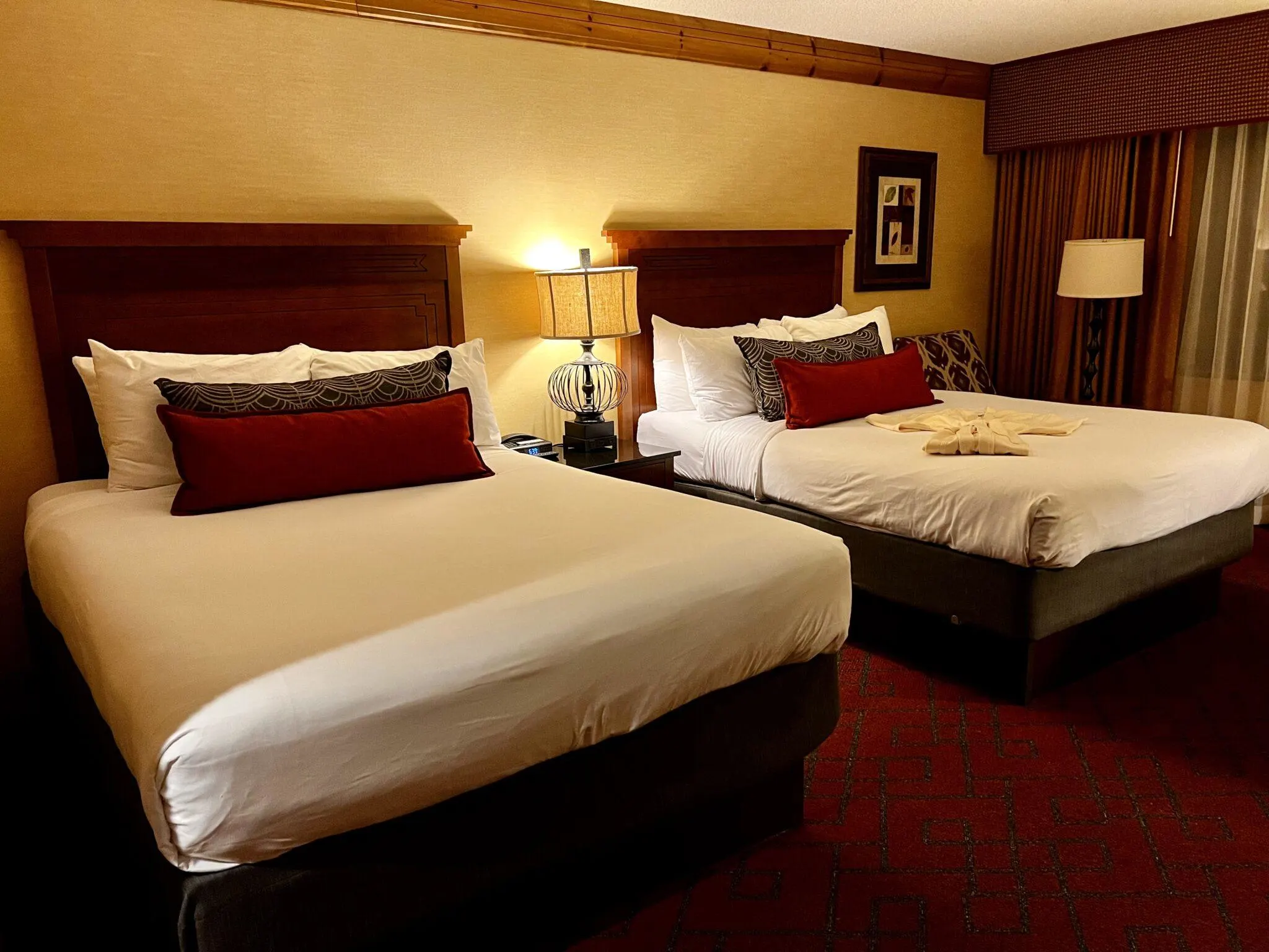 Two queen beds in hotel room