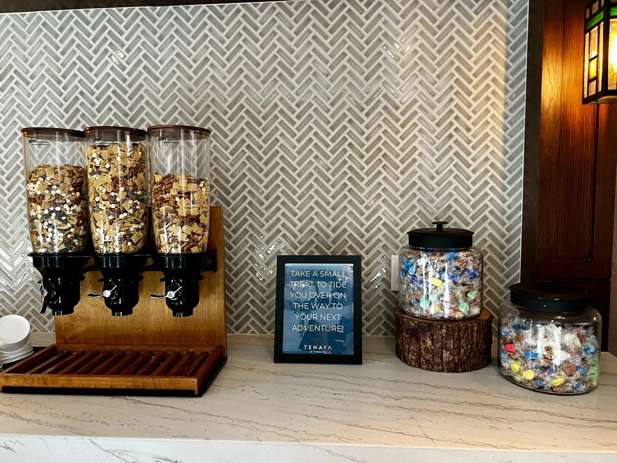 Free snacks and candy on a counter