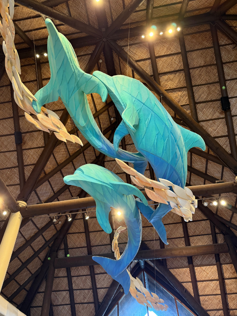 Dolphin art installation on the ceiling