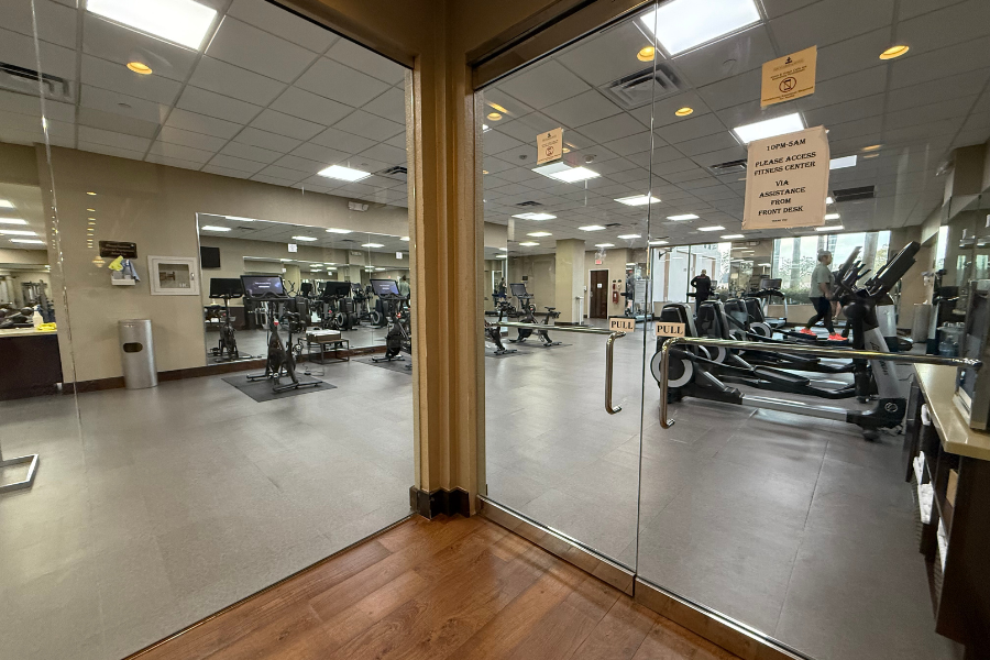 Gym with exercise machines