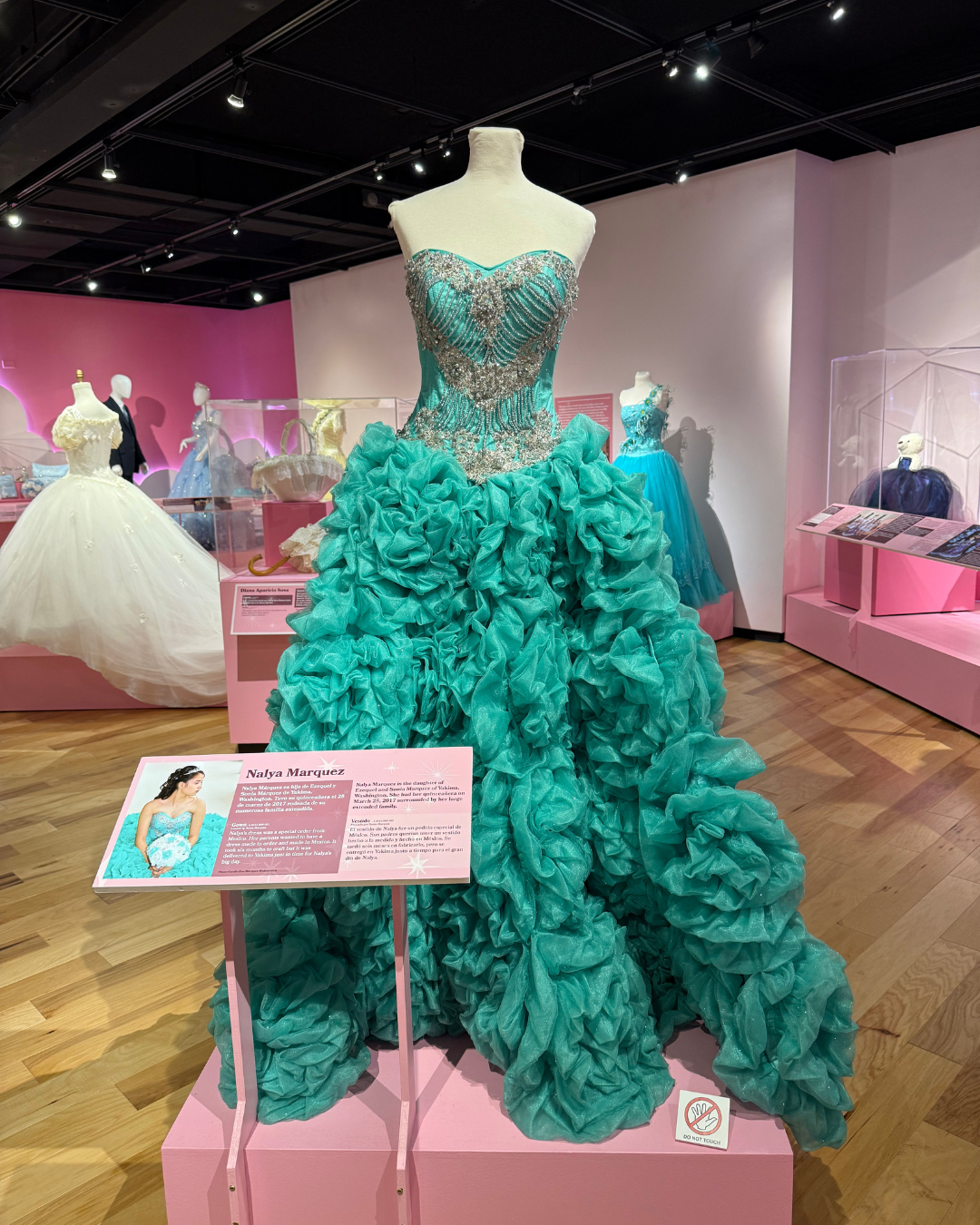 Quinceanera dress on display