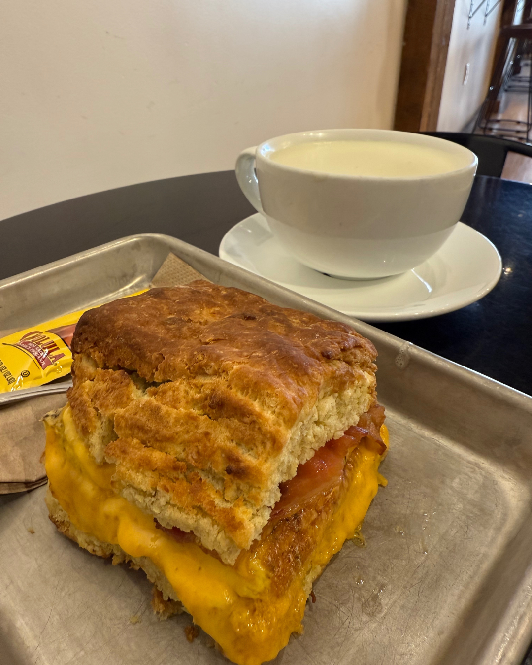 Biscuit sandwich and chai
