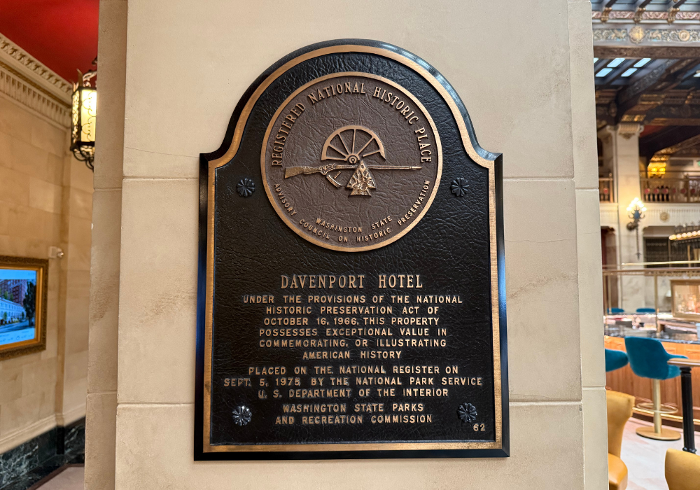 Plaque designating the Davenport as part of the National Register of Historic Places