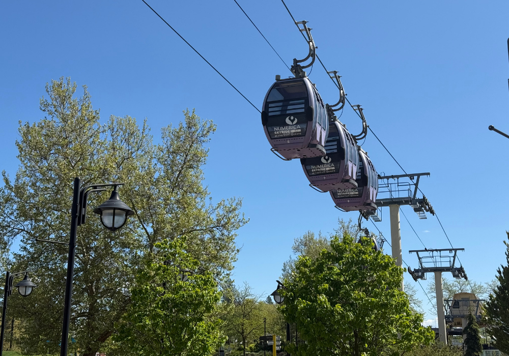 Cable cars on line in the air