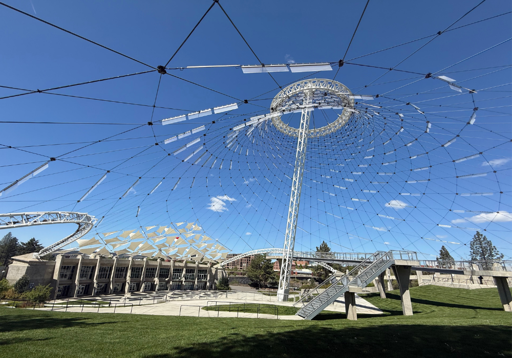 Metal tent structure with LED lights