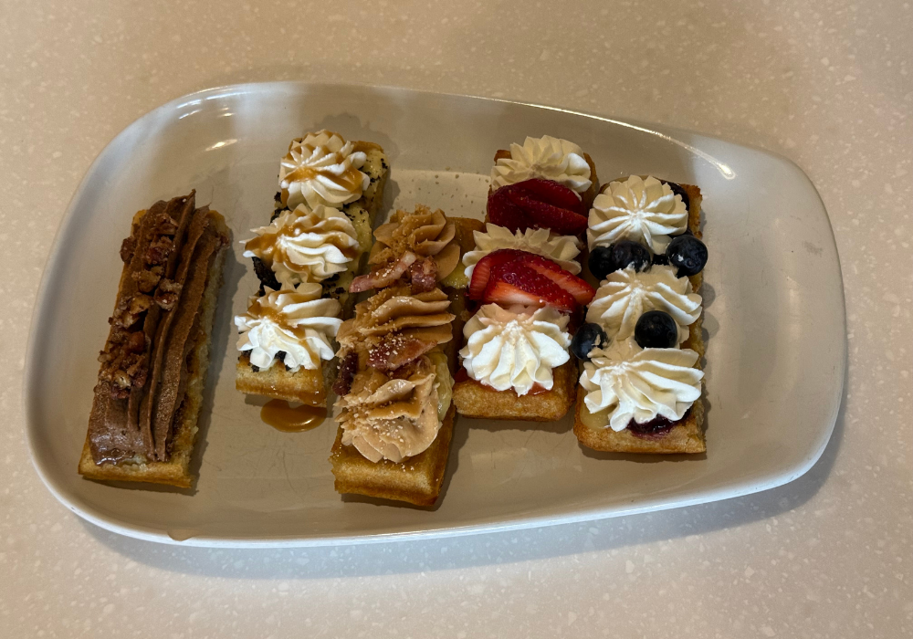 Waffle flight of 5 rectangle waffle pieces