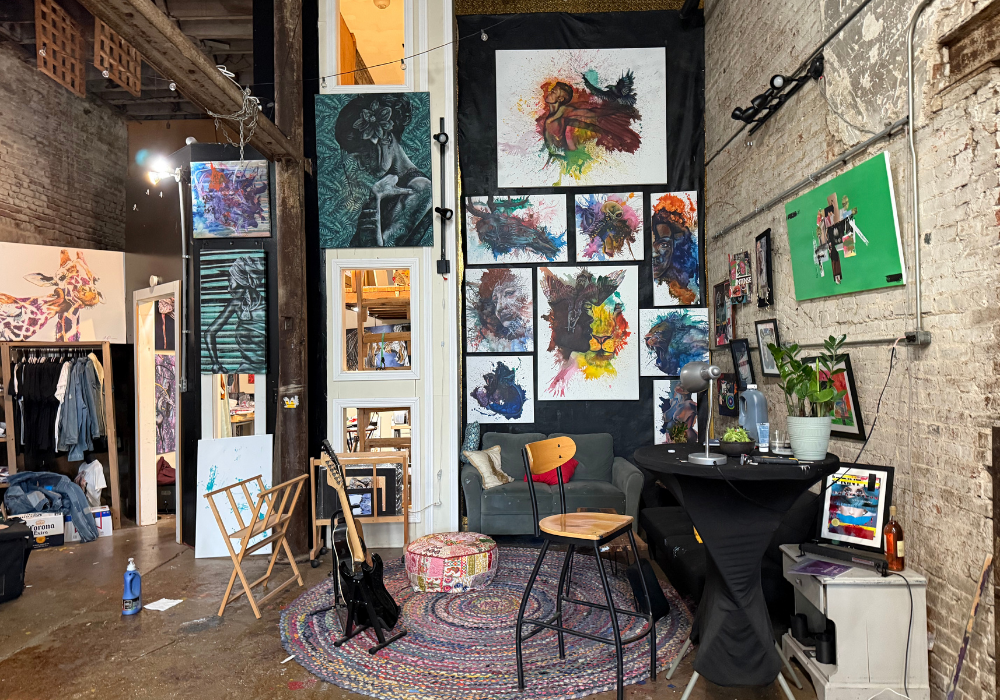 Artwork on display inside studio