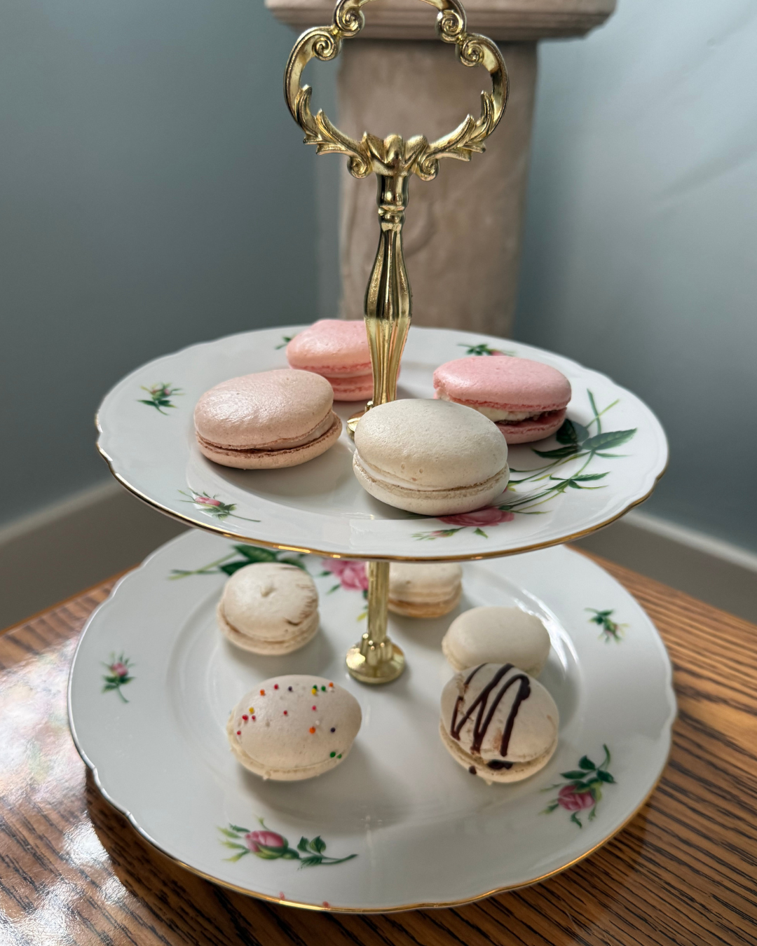 Macarons on a tiered tray