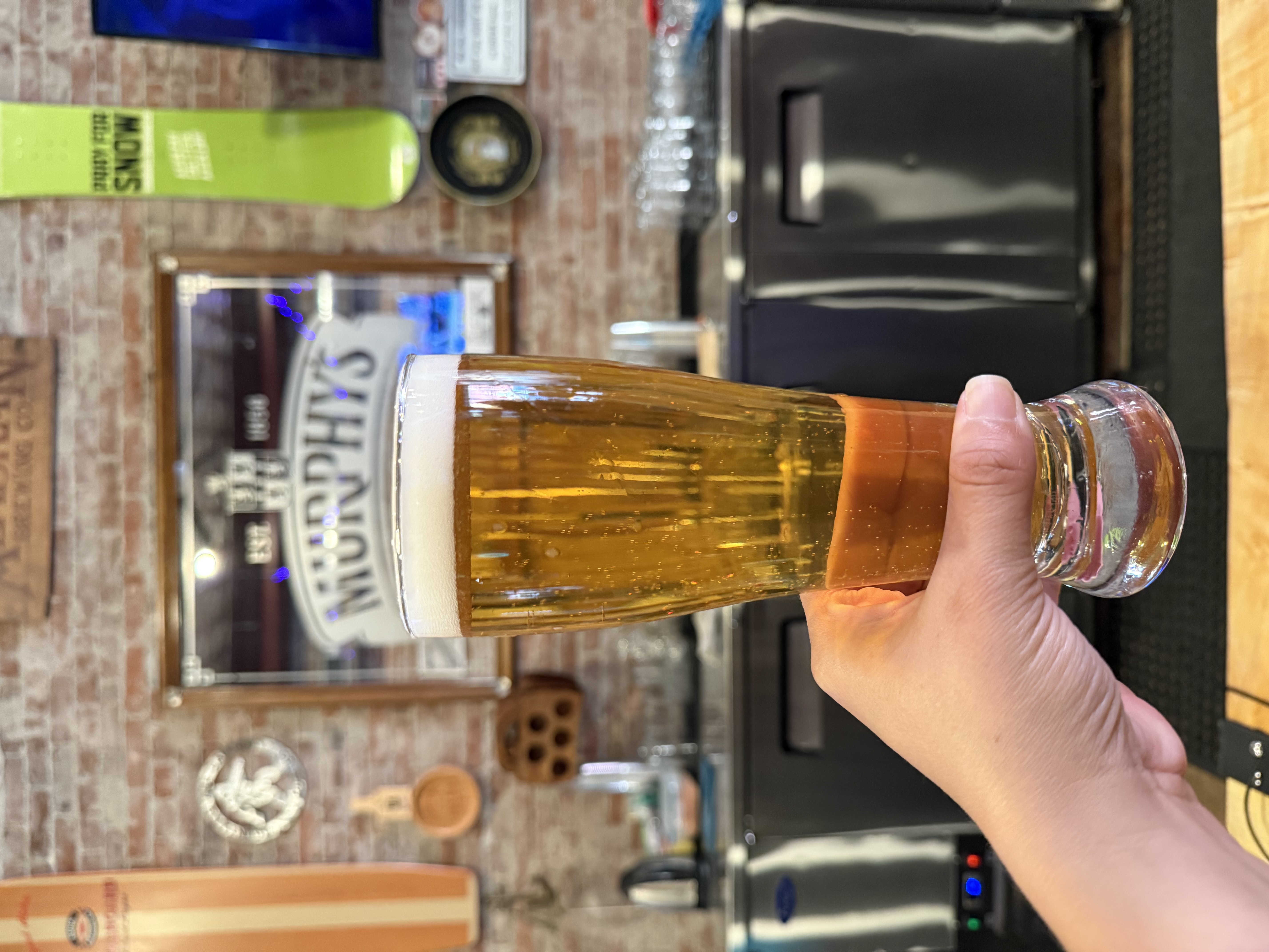 Beer with fizzing bubbles