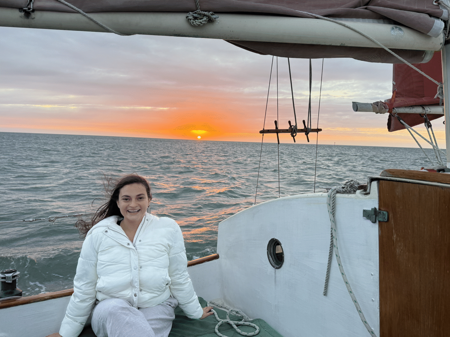 Woman sailing in Ocracoke North Carolina