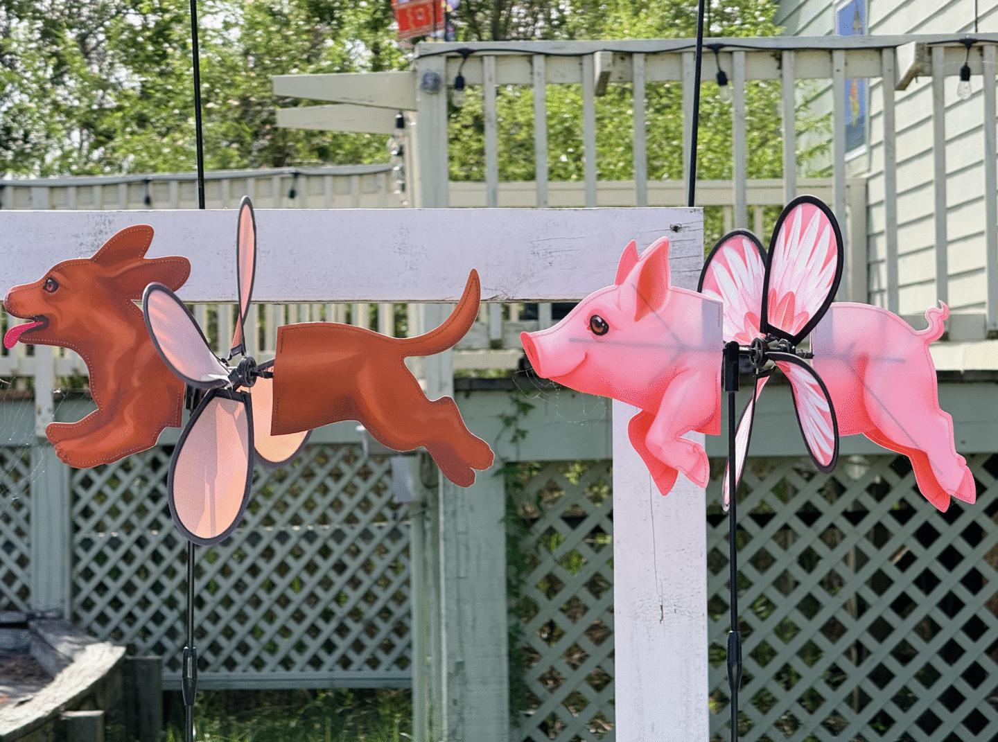 Flying pig and dog pinwheel 