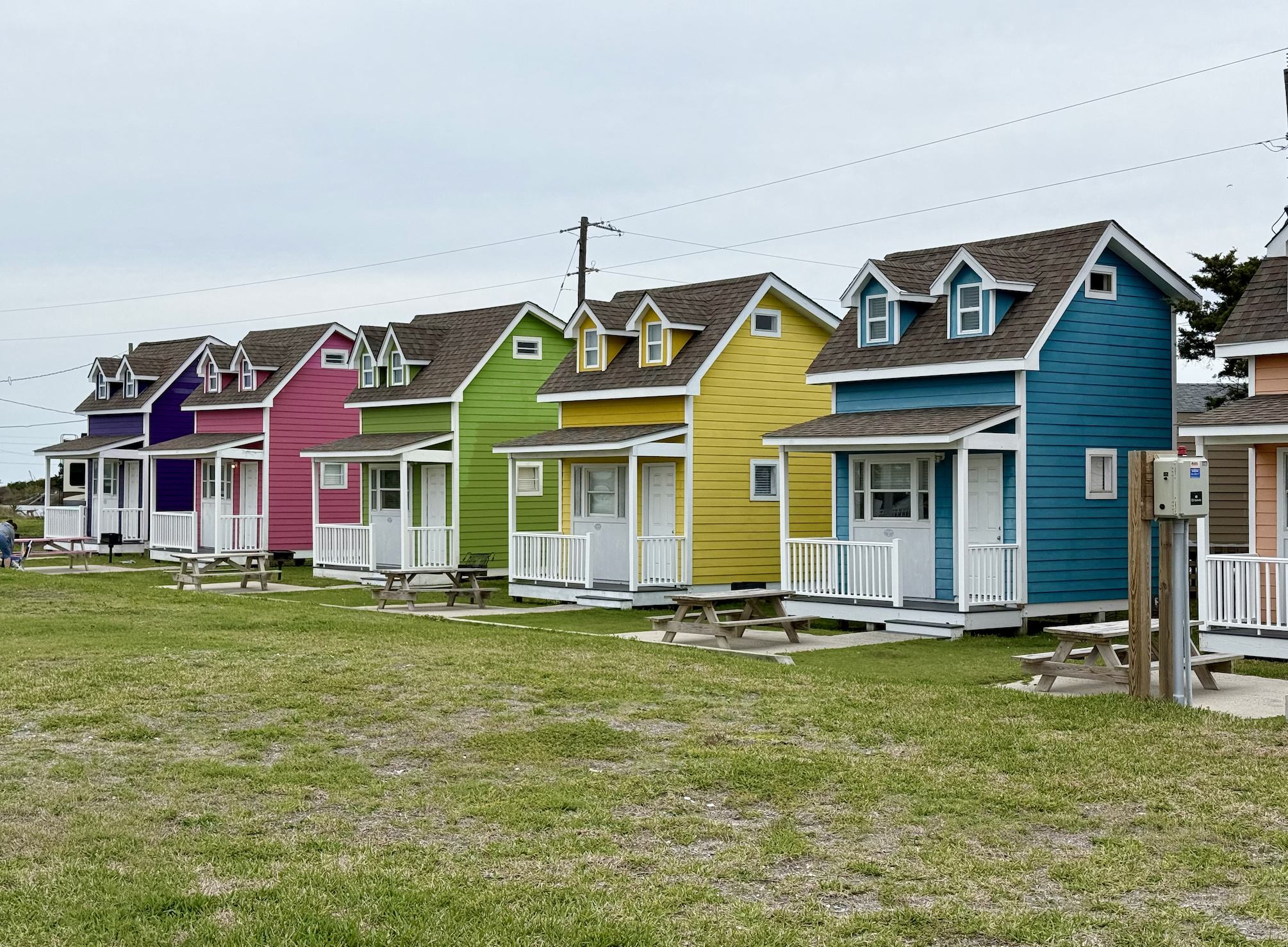 Bright colorful houses in rainbow assortment